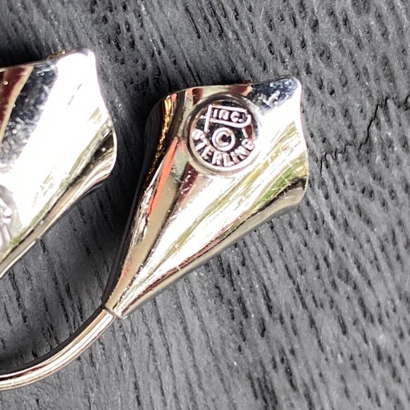 Signed vintage ART NOUVEAU 3” large, 925 Sterling Silver, Gold CALA LILY BROOCH - Picture 6 of 7